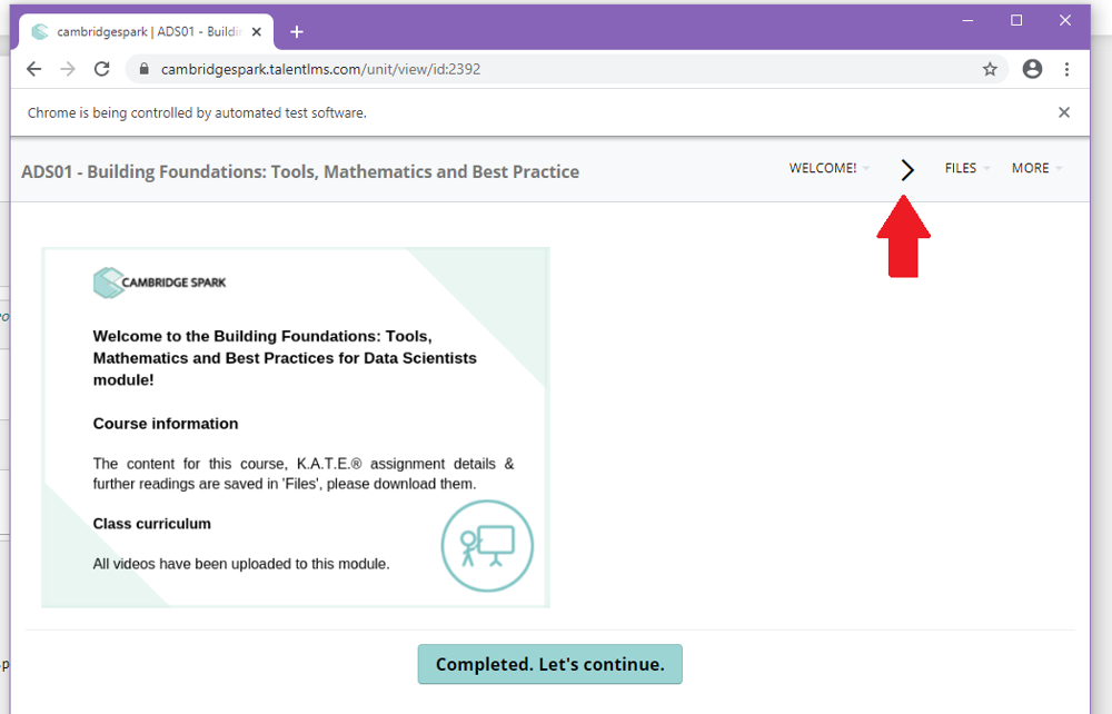 On intial load, login and navigate to the modulesIf it shows the arrow it's in the right levelOff it goes! Simples!